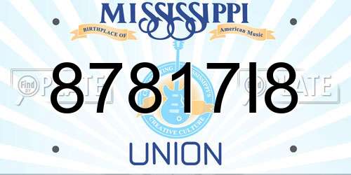 87817I8 Mississippi License Plate