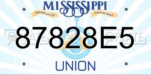 87828E5 Mississippi License Plate