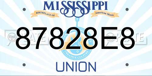 87828E8 Mississippi License Plate