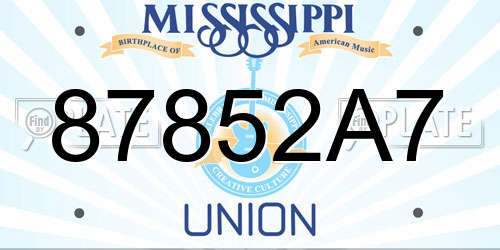 87852A7 Mississippi License Plate