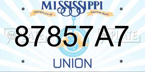 87857A7 Mississippi License Plate