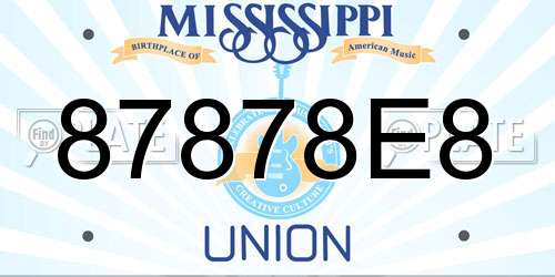 87878E8 Mississippi License Plate