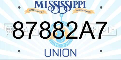 87882A7 Mississippi License Plate