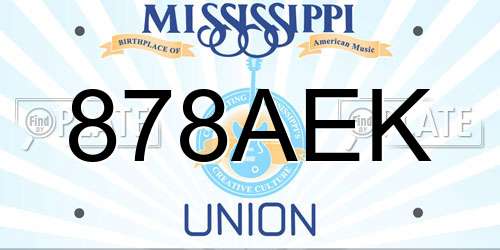 878AEK Mississippi License Plate