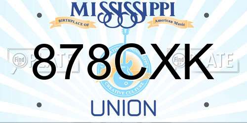 878CXK Mississippi License Plate