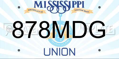 878MDG Mississippi License Plate