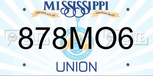 878MO6 Mississippi License Plate