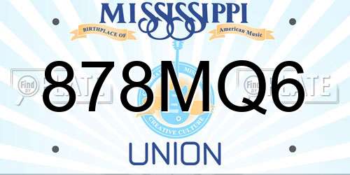 878MQ6 Mississippi License Plate