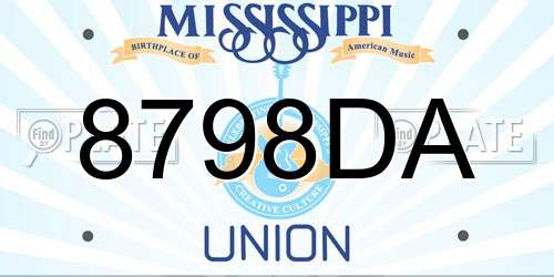 8798DA Mississippi License Plate