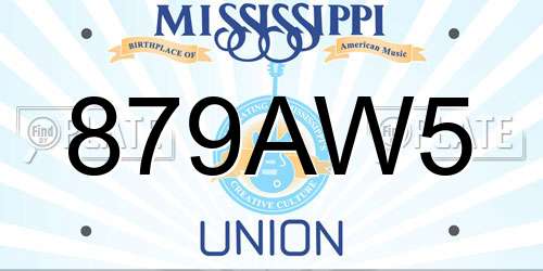 879AW5 Mississippi License Plate