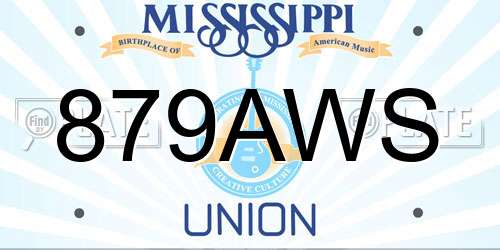 879AWS Mississippi License Plate