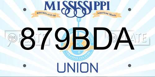 879BDA Mississippi License Plate