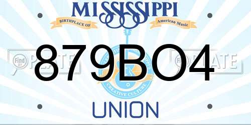 879BO4 Mississippi License Plate