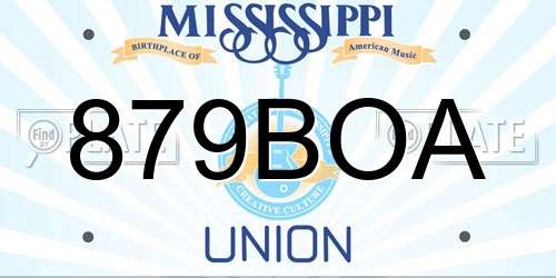 879BOA Mississippi License Plate