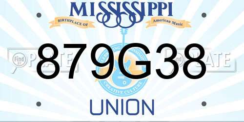 879G38 Mississippi License Plate