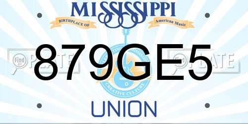 879GE5 Mississippi License Plate