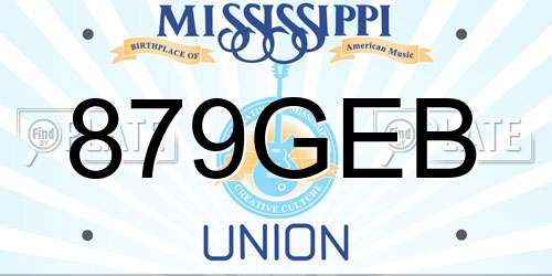 879GEB Mississippi License Plate