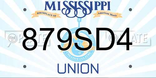 879SD4 Mississippi License Plate