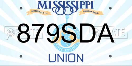 879SDA Mississippi License Plate