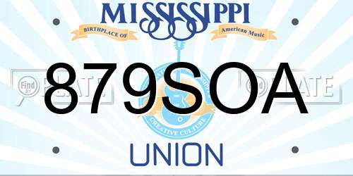 879SOA Mississippi License Plate