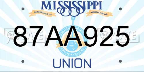 87AA925 Mississippi License Plate