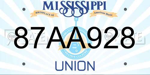 87AA928 Mississippi License Plate