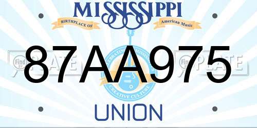87AA975 Mississippi License Plate