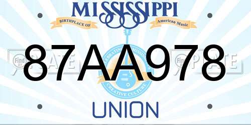 87AA978 Mississippi License Plate