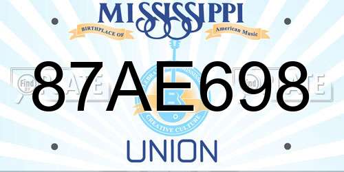 87AE698 Mississippi License Plate
