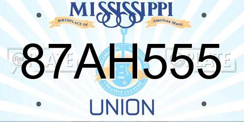 87AH555 Mississippi License Plate