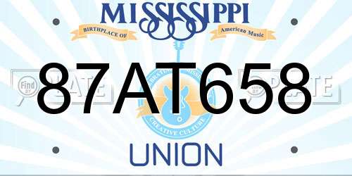 87AT658 Mississippi License Plate
