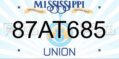 87AT685 Mississippi License Plate
