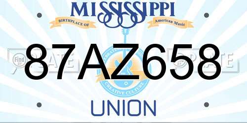 87AZ658 Mississippi License Plate