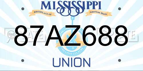 87AZ688 Mississippi License Plate