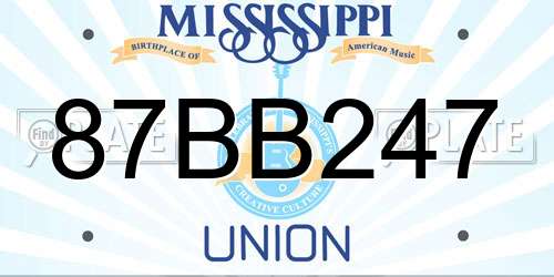 87BB247 Mississippi License Plate
