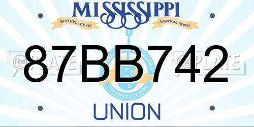 87BB742 Mississippi License Plate