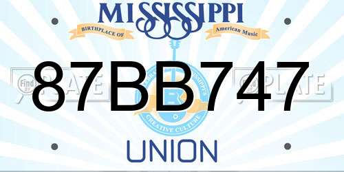 87BB747 Mississippi License Plate