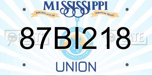 87BI218 Mississippi License Plate