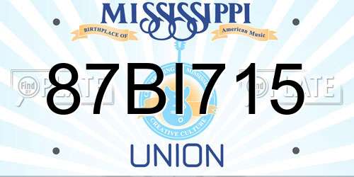 87BI715 Mississippi License Plate