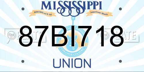 87BI718 Mississippi License Plate