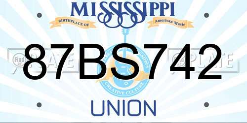 87BS742 Mississippi License Plate