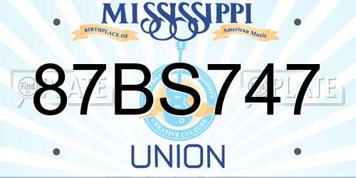 87BS747 Mississippi License Plate