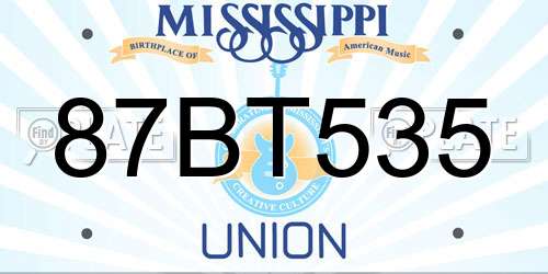 87BT535 Mississippi License Plate