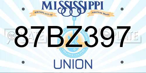 87BZ397 Mississippi License Plate