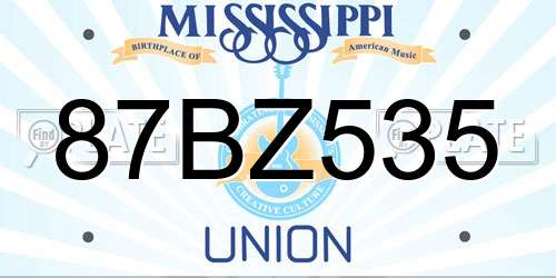 87BZ535 Mississippi License Plate