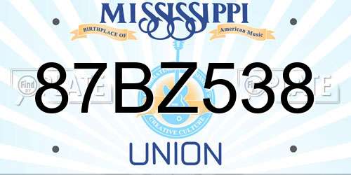 87BZ538 Mississippi License Plate