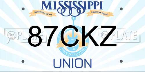87CKZ Mississippi License Plate