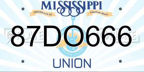 87DO666 Mississippi License Plate