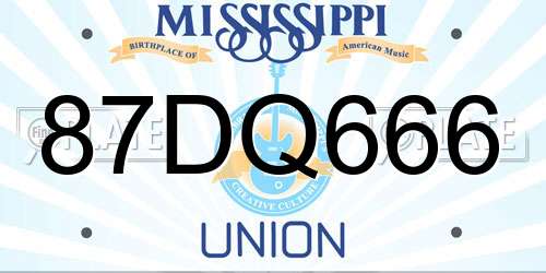 87DQ666 Mississippi License Plate