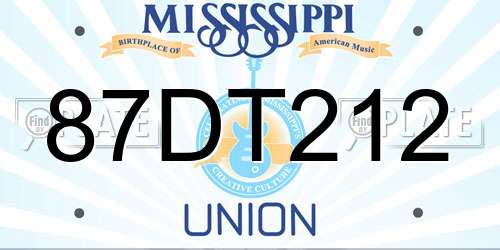 87DT212 Mississippi License Plate